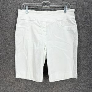 Ruby Rd. Shorts Women 14P Petite White Chino High Rise Pull On Rayon Pockets